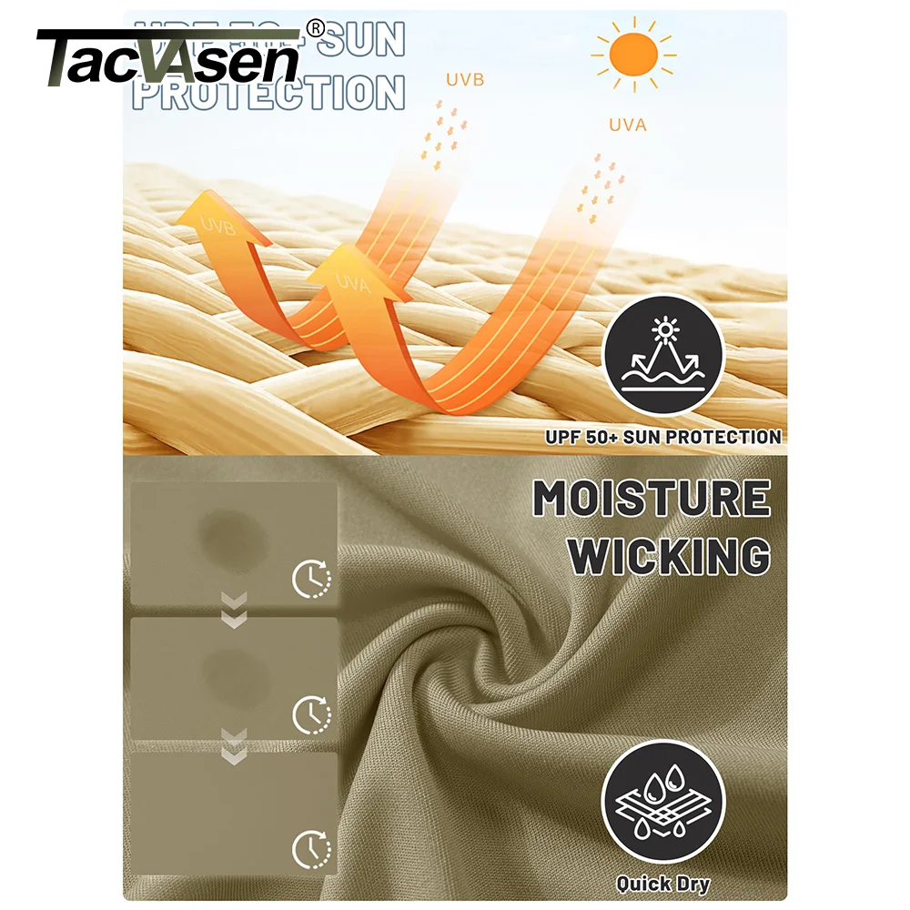 TACVASEN 남성용 UPF 50 + 자외선 차단 티셔츠, 빠른 건조, 긴 소매 운동 티셔츠, 퍼포먼스 스포츠 티셔츠, 티 탑