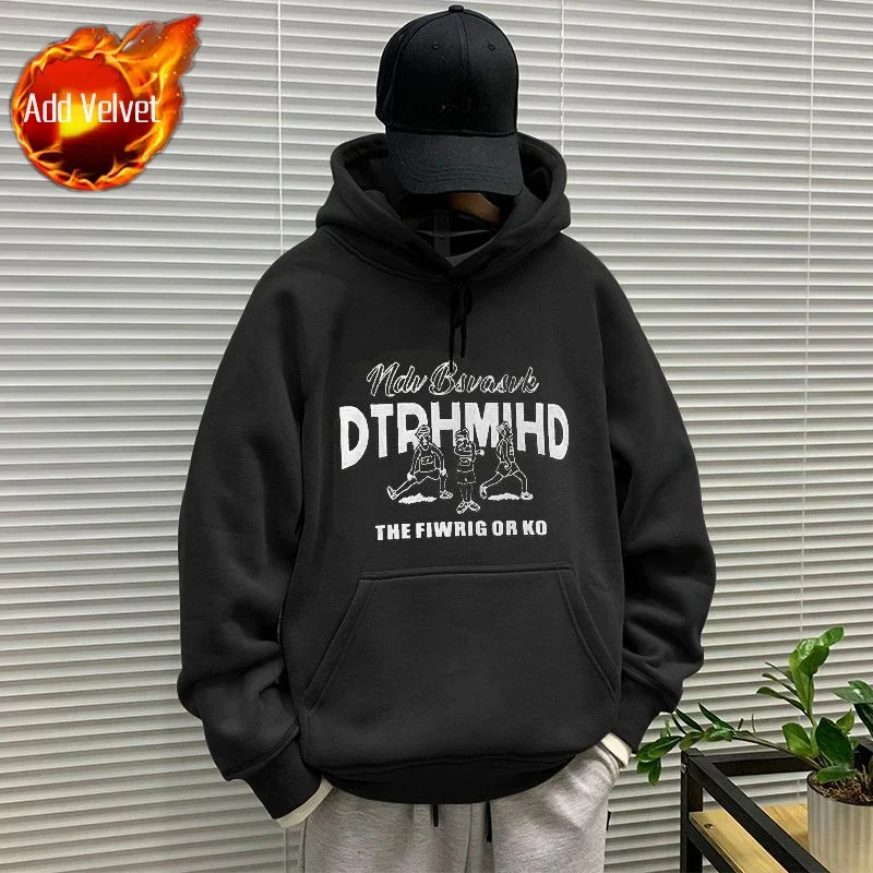 thumbnail image 1 of Sudadera con capucha para hombre, nueva sudadera de estilo coreano, sudadera de moda Harajuku, sudadera holgada para hombre, camisetas cálidas estéticas de invierno, ropa de calle, 1 of 5