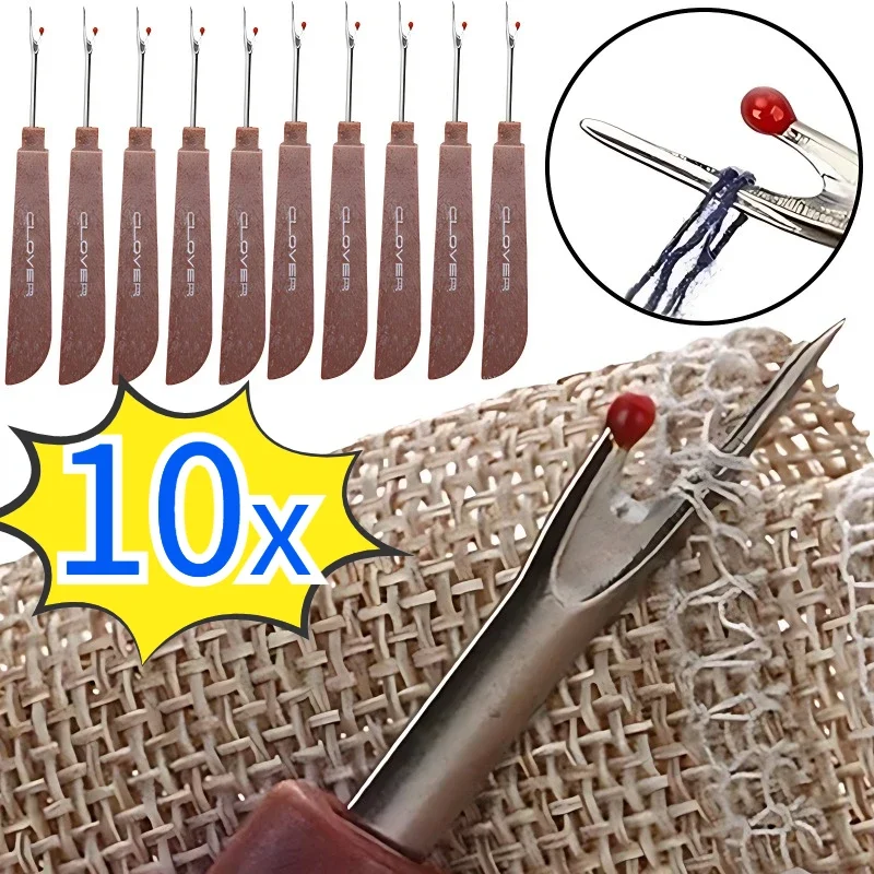 Coupe-fil en acier, manche en bois et plastique, découseur de couture, couteau d'élimination des points, aiguille, outil de couture artistique, accessoires de couture, bricolage, 1/10 pièces 1