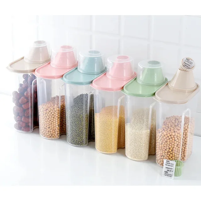 Transparent Pet Food Storage Container with Measuring Cup - Airtight Jar for Dog Cat Dry Food & Treats, Multi - Use Sealed 6