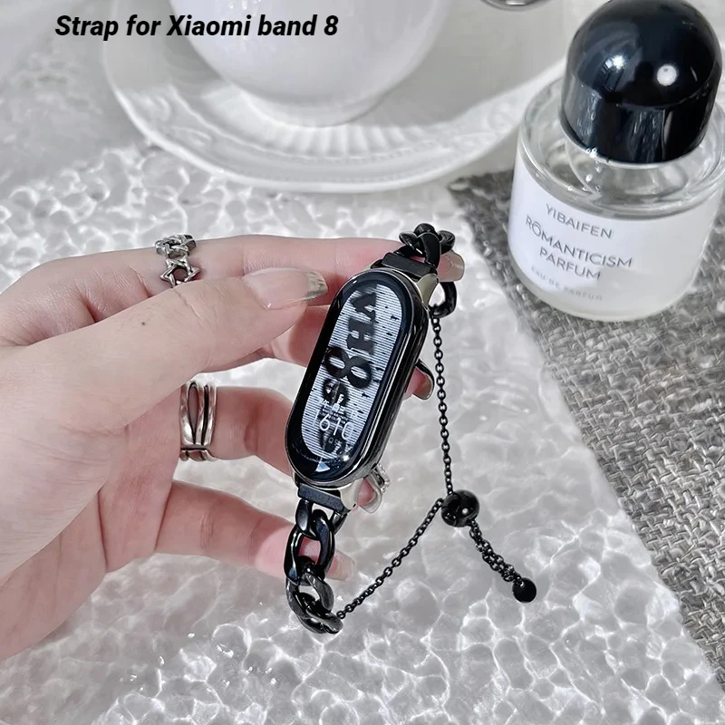 

Металлический ремешок для Xiaomi band 8, спортивный браслет из нержавеющей стали, ремешок для Mi band 8, женский ремешок, модный браслет