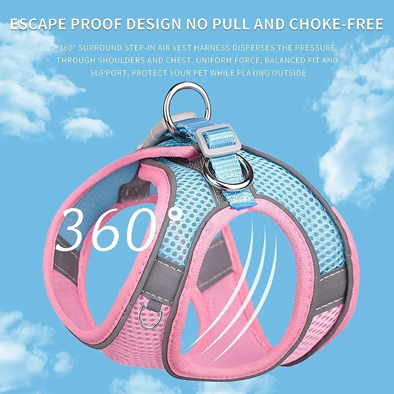 Dog Harness Vest Chest Cat Collars Rope Adjustable Breathable Mesh Dog Harness Clothes Outdoor Walking Small Medium Pet Supplies pet harness leash set,pet harness set