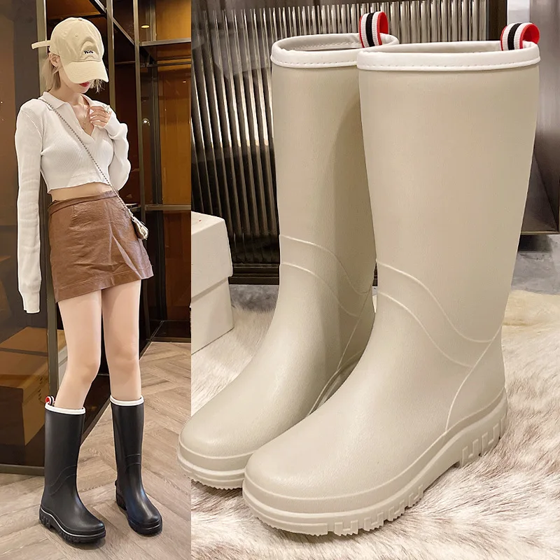 2023 Waterproof Women Rain Boots Knee-high Anti-slip Boots Outdoor Garden Rain Shoes For Woman