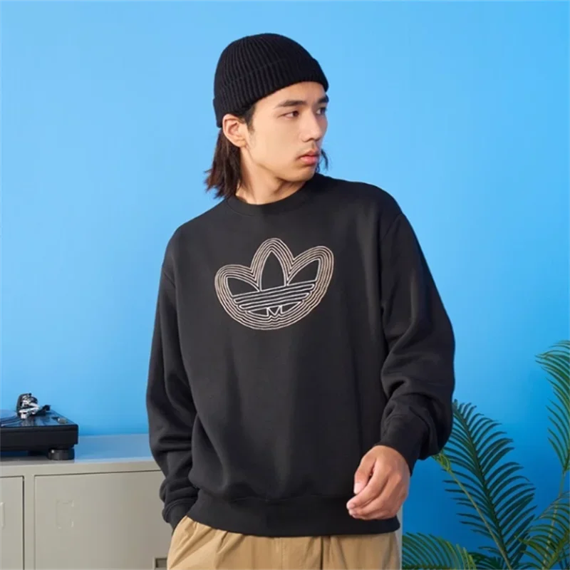 Adidas Hoodies Men Women Designed Patterns Print on Front Winter Style Added Velvet Thickening Hoodies