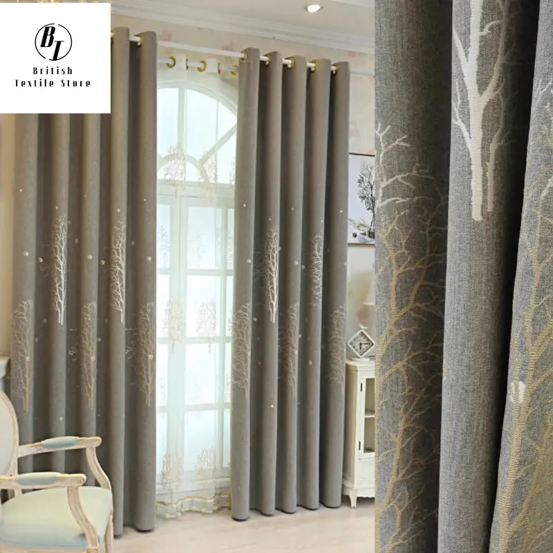 Modern Curtains for Living Room Bedroom Dining Luxury Minimalist Jacquard Fabric Flannel Blackout Window Drapes Custom Size