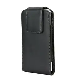 Leather Belt Clip Phone Holster and Case (5 - 6.7) - 8cm x 16.5cm (Black)