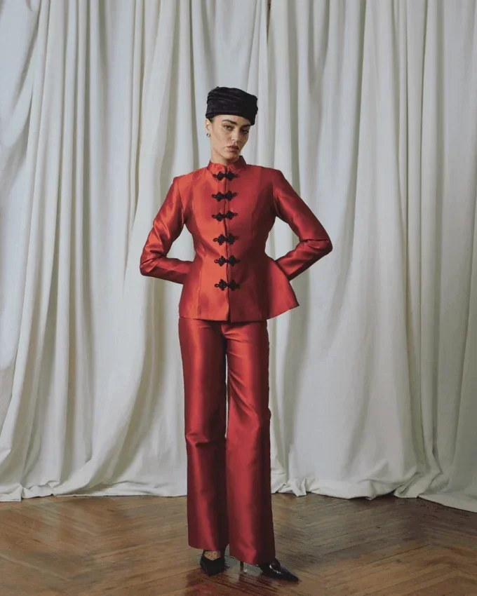 Elegant Satin Coat – Women's Satin Jacket With Cinched Waist & Button Closure
