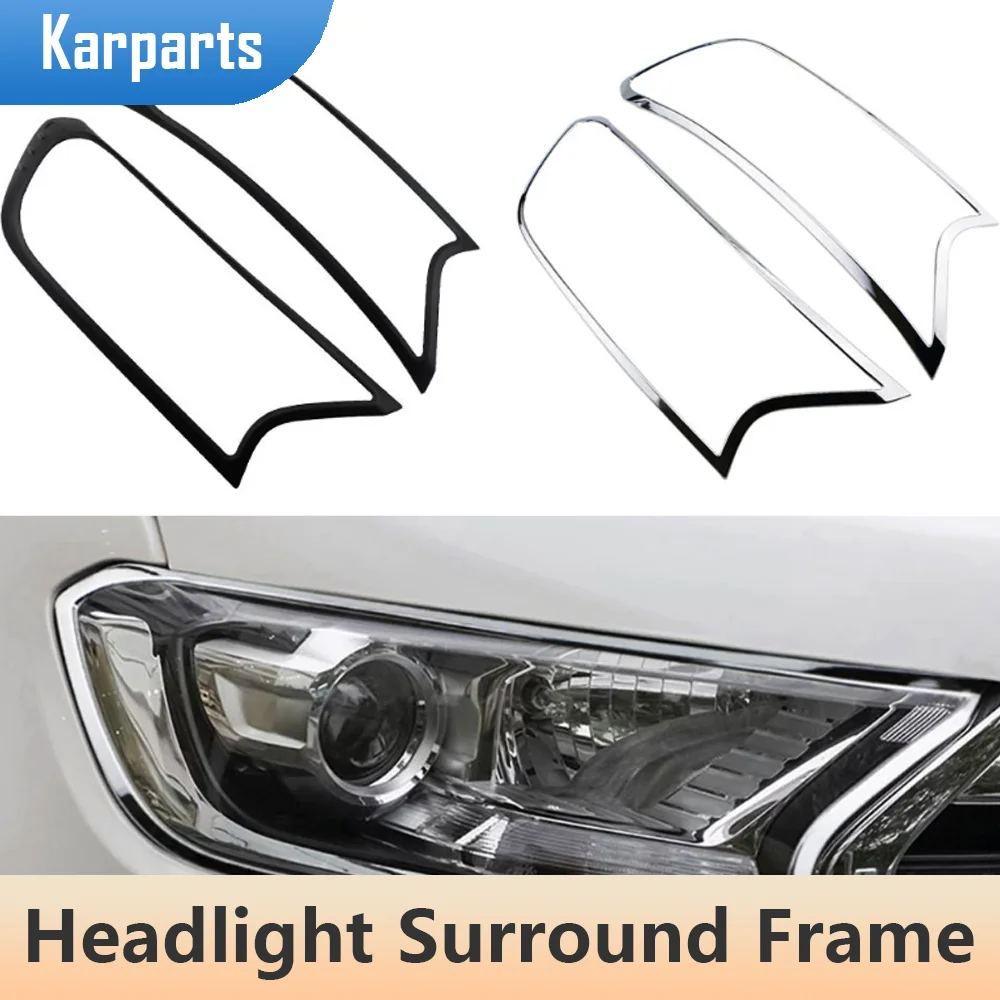 

2Pcs/set ABS Headlights Surrounds Cover Trim for Ford Everest Endeavour 2015 - 2021 Head Lights Cover Sticker Accessories