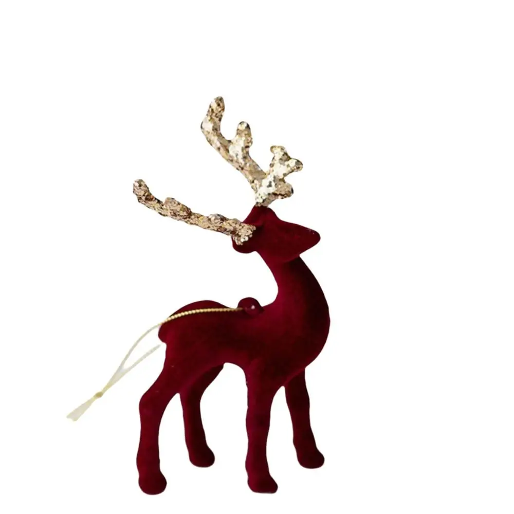 Lovely Glittering Simulation Reindeer Elk Flocking Fabric PVC Glitter Deer Decor DIY Xmas Elk Decorations Merry