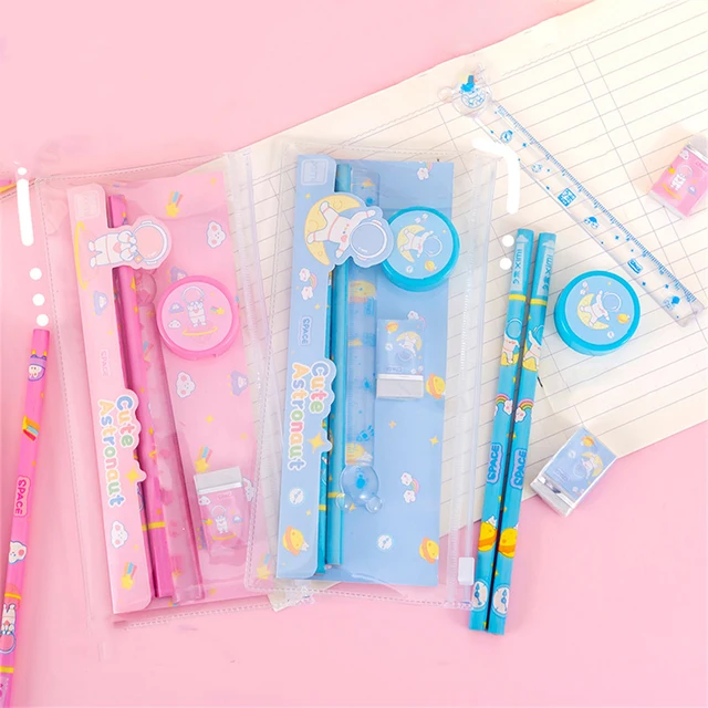 Astronaut Stationery Set 5 in 1 Children's Stationery Small Gift Pencil Eraser Pencil Sharpener Ruler Set Cute Stationery Bag 2