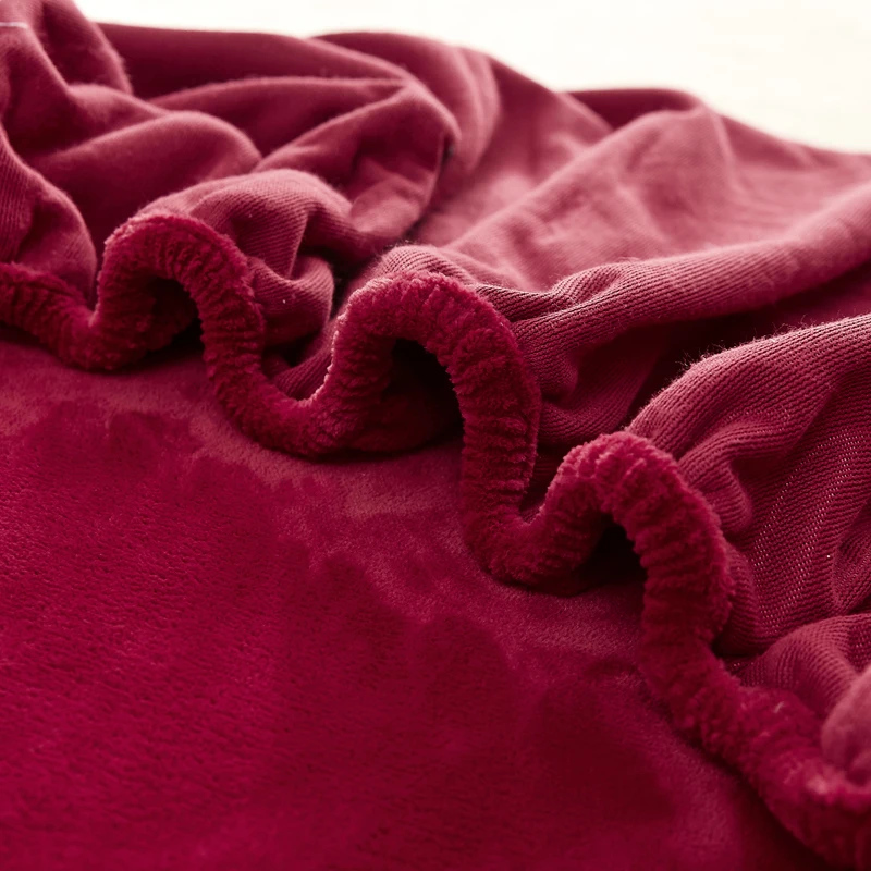 WOSTAR Warm winter plush fitted sheet elastic mattress cover fluffy coral fleece bed linen luxury double bed velvet protector 3