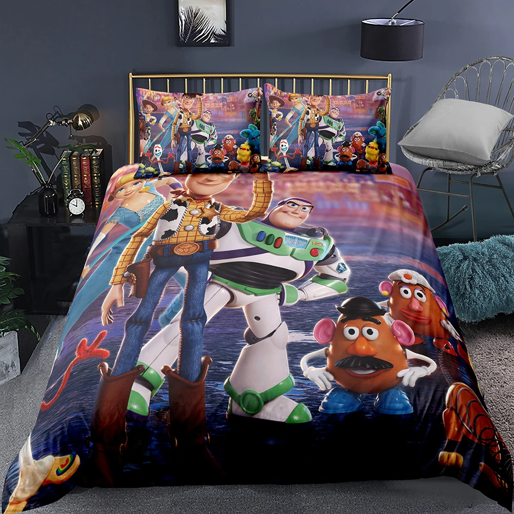 Disney Toy Story Set Di Biancheria Da Letto Woody Buzz Lightyear Bambini Copripiumino 3D Federa Cartoon Toy Story Regalo Tessile Per La Casa