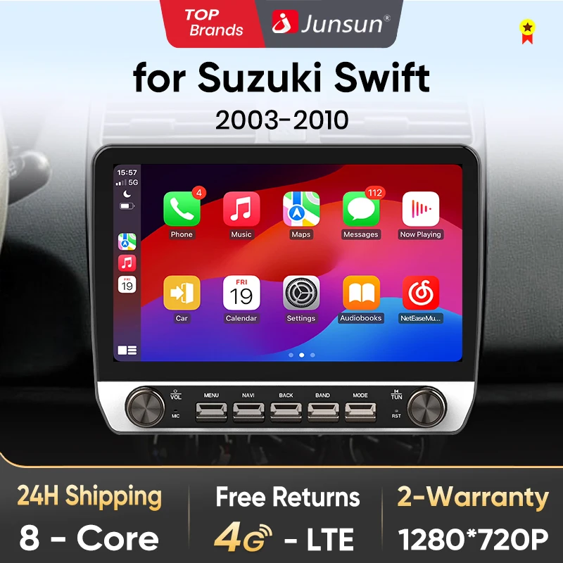 Junsun 10 "Knopf Autoradio für Suzuki Swift 2007 2010 2016-2018 Auto intelligente Systeme BT Wireless Carplay Android Auto