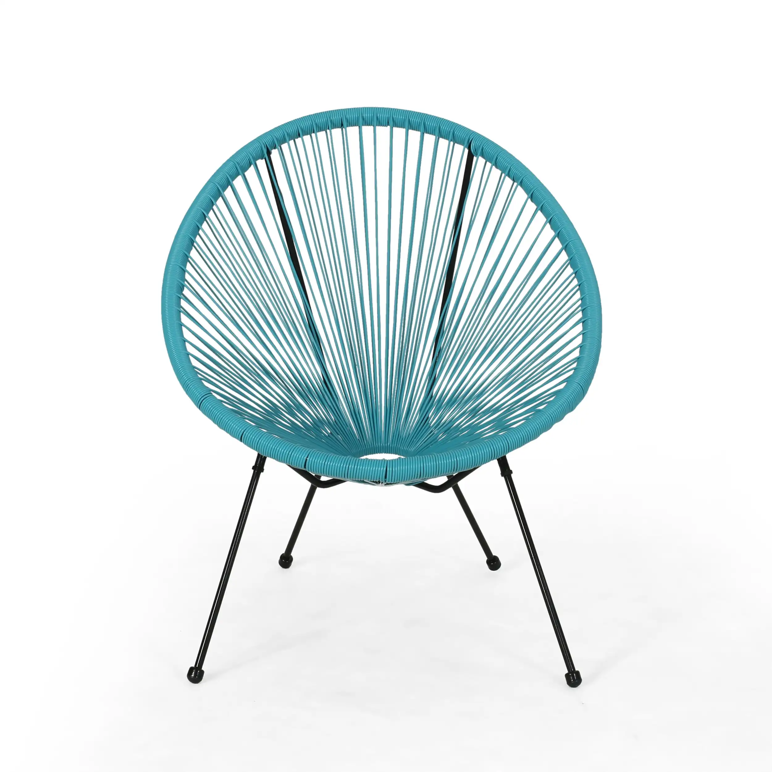 

Beckett Faux Rattan Woven Acapulco Outdoor Accent Chair, Teal and Black