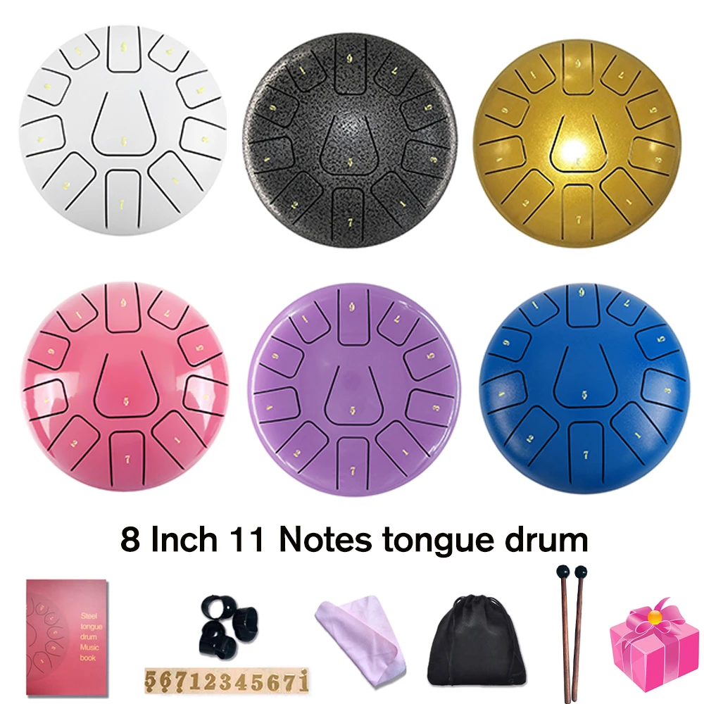 8InchSteelTongueDrum11NotesHandpanDrumYogaMeditationMusic