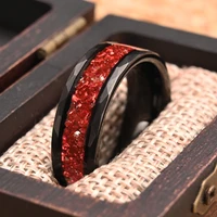 8MM Mens Black Tungsten Carbide Ring with Red Opal Inlay Wedding Bands Engagement Rings Durable Scratch Resistant Jewelry Gifts - Image 3