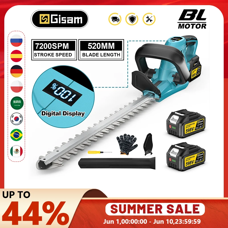 Akumulatorowe nożyce do żywopłotu Gisam 2000W 7200SPM z EU za $61.55 / ~229zł