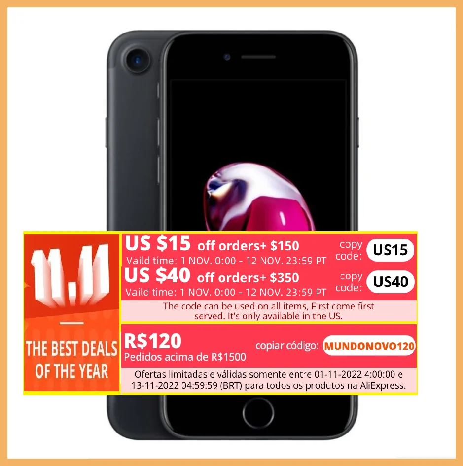 Unlocked Apple Iphone 7 Original 2gb Ram 32/128gb/256gb Rom Ios 10 Quadcore 4g Lte 12.0mpapple