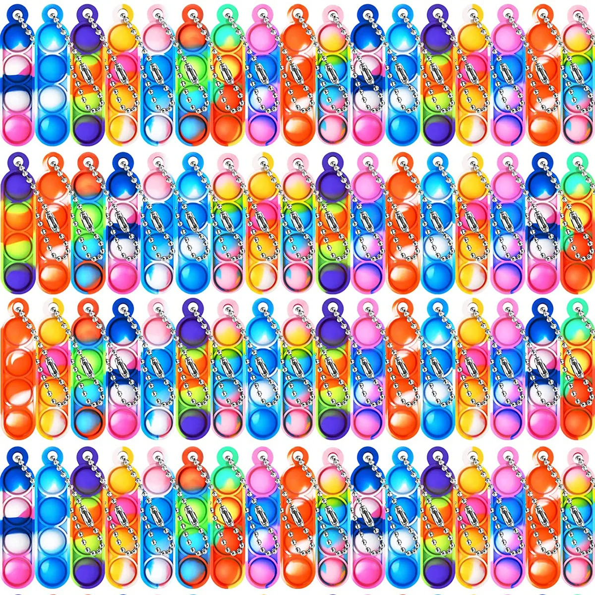 Compact Pop-It Keychain: Silicone Sensory Bubble Toy for Stress Relief and Party Favors