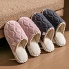 New Women Cotton Slippers House Couples Fluffy Slides Autumn Winter Solid Warm Plush Slippers Bedroom Ladies Cotton Shoes TG28 1