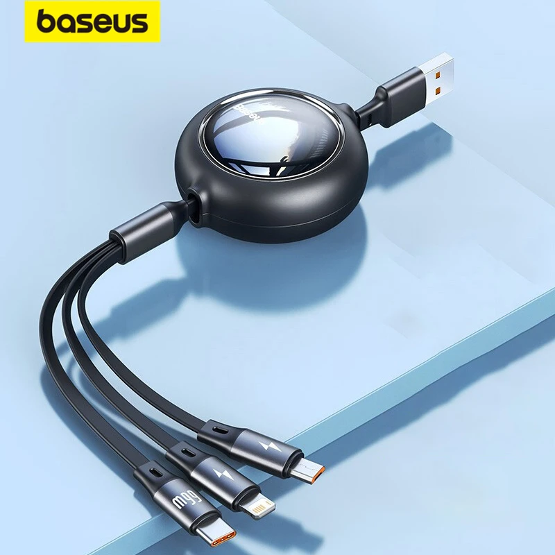Iphone Cable Retractable Usb 3 3in1 Usb C Cable Retractable Baseus