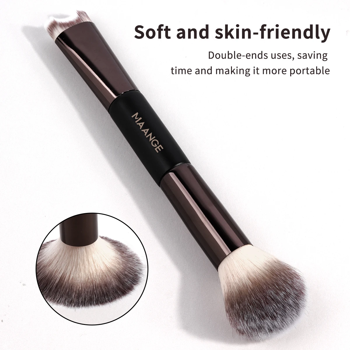 MAANGE Nose Contour U-Shaped Makeup Brush for Sculpting And Defining Double Head Foundation Highlighter Brush Nose Shadow Brush 4