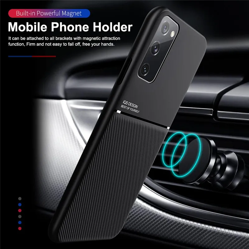 Magnetic Leather Texture Car Phone Case - Premium Back Cover with Magnet Functionality