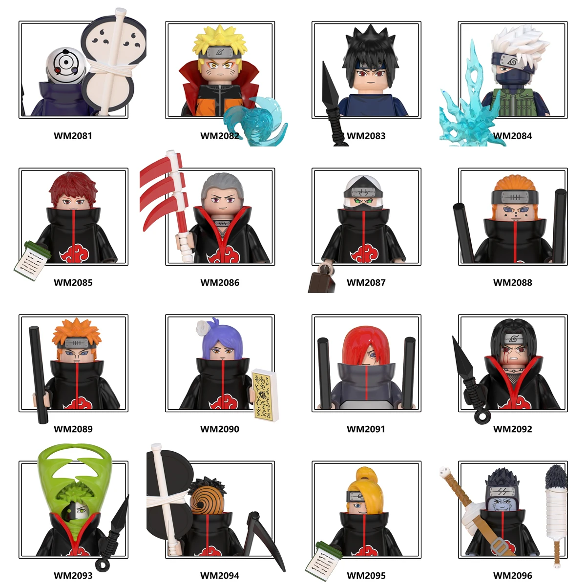 

Naruto Oys Kids Birthday Gifts Sasuke Kakashi Akatsuki Bricks Building Anime Cartoon Mini Small Particle Plug-in Toy Bag Blocks