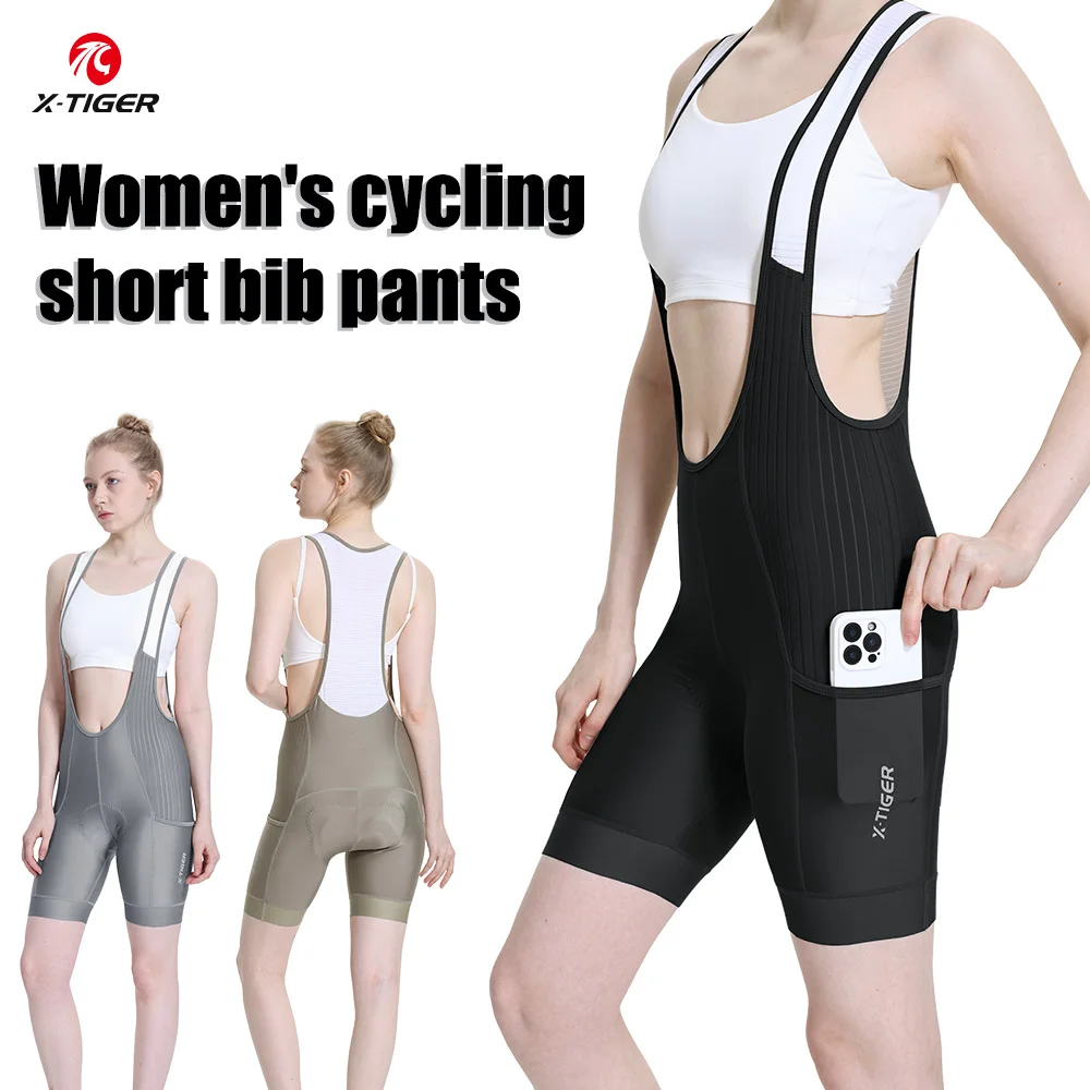 X-TIGER Women's Cycling Bib Shorts High-Waisted Breathable Cycling Bib Shorts Pro Padded Bicycle Short Road MTB Cycling Tights 1