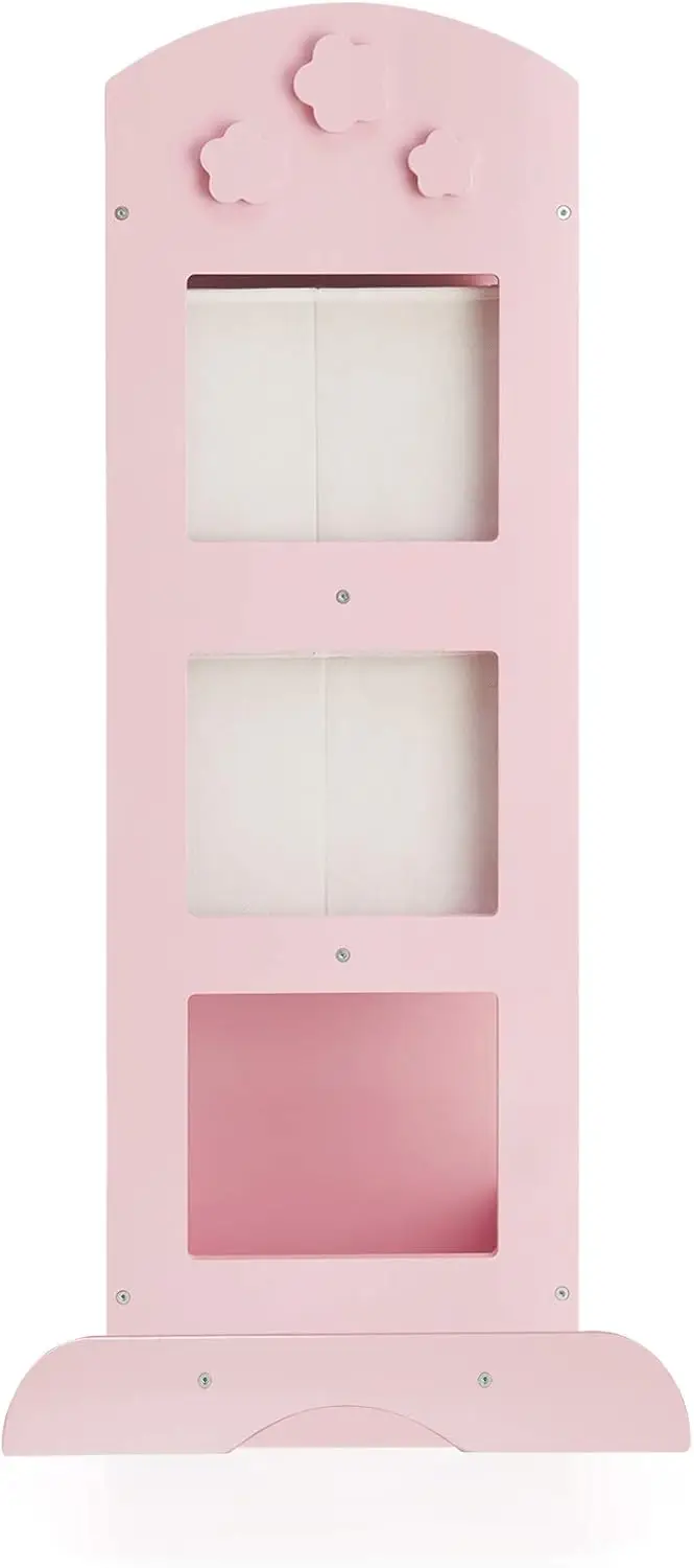 See and Store Dress-up Center &ndash; Pink: Pretend Play Costume Storage Wardrobe for Kids with Mirror & Shelves, Armoire w