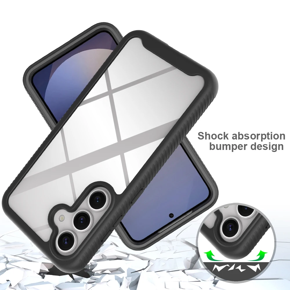 Transparent Shockproof Armor Phone Case Cover with Full Coverage PET Screen Protector