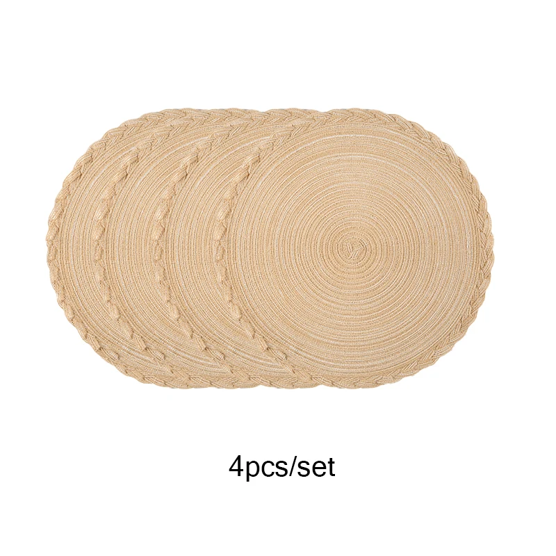 Best-Selling Round Cotton Placemats - Set of 4, Heat-Resistant and Non-Slip Washable Table Mats