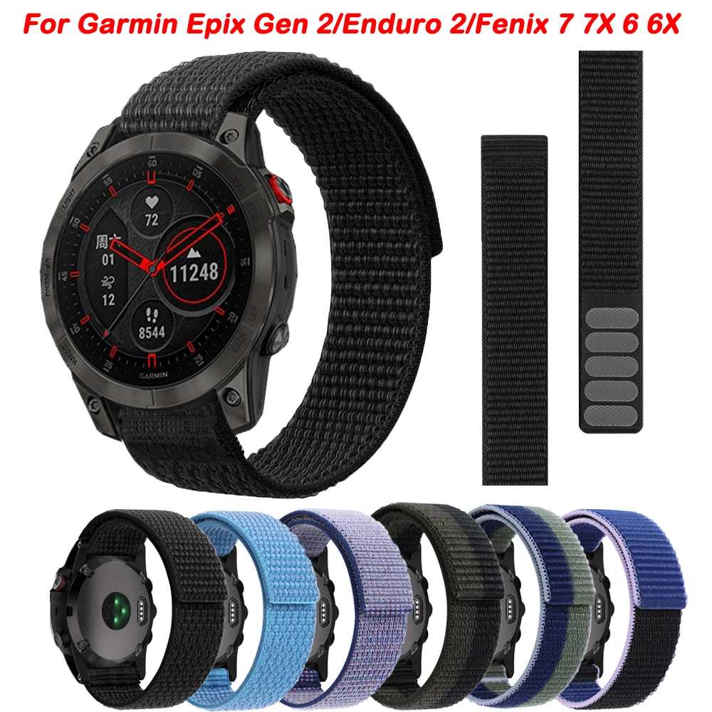 

26mm 22mm Hook Loop Nylon Strap Watchband For Garmin Epix Gen 2/Epix Pro 47mm 51mm/Fenix 6X Pro 7X 5X Plus Watch Bracelet