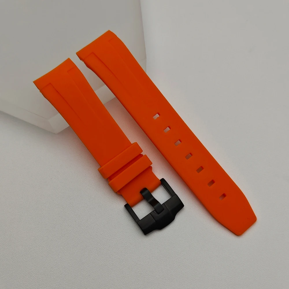 Black/Green High-Quality Rubber Strap 22mm Replacement Bracelet with Matching Watch/Case and Bezel Parts