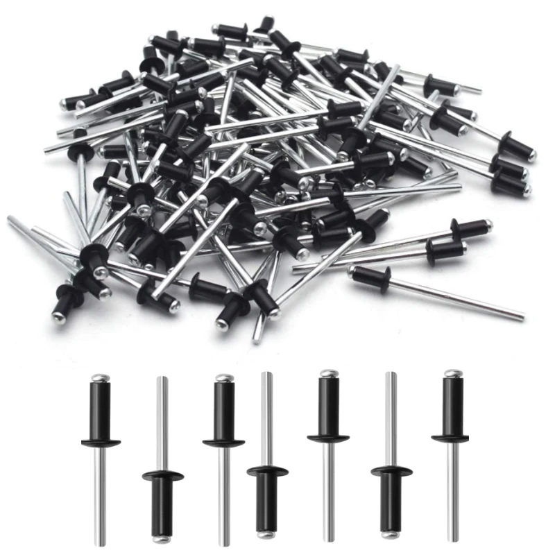 50/100 pcs Aluminium Blind Rivets Black Pop Rivets Mushroom Head Break Mandrel Blind Rivets Nail Pull Rivet Core Rivet M4 M5 50/100 pcs Aluminium Blind Rivets Black Pop Rivets Mushroom Head Break Mandrel Blind Rivets Nail Pull Rivet Core Rivet M4 M5