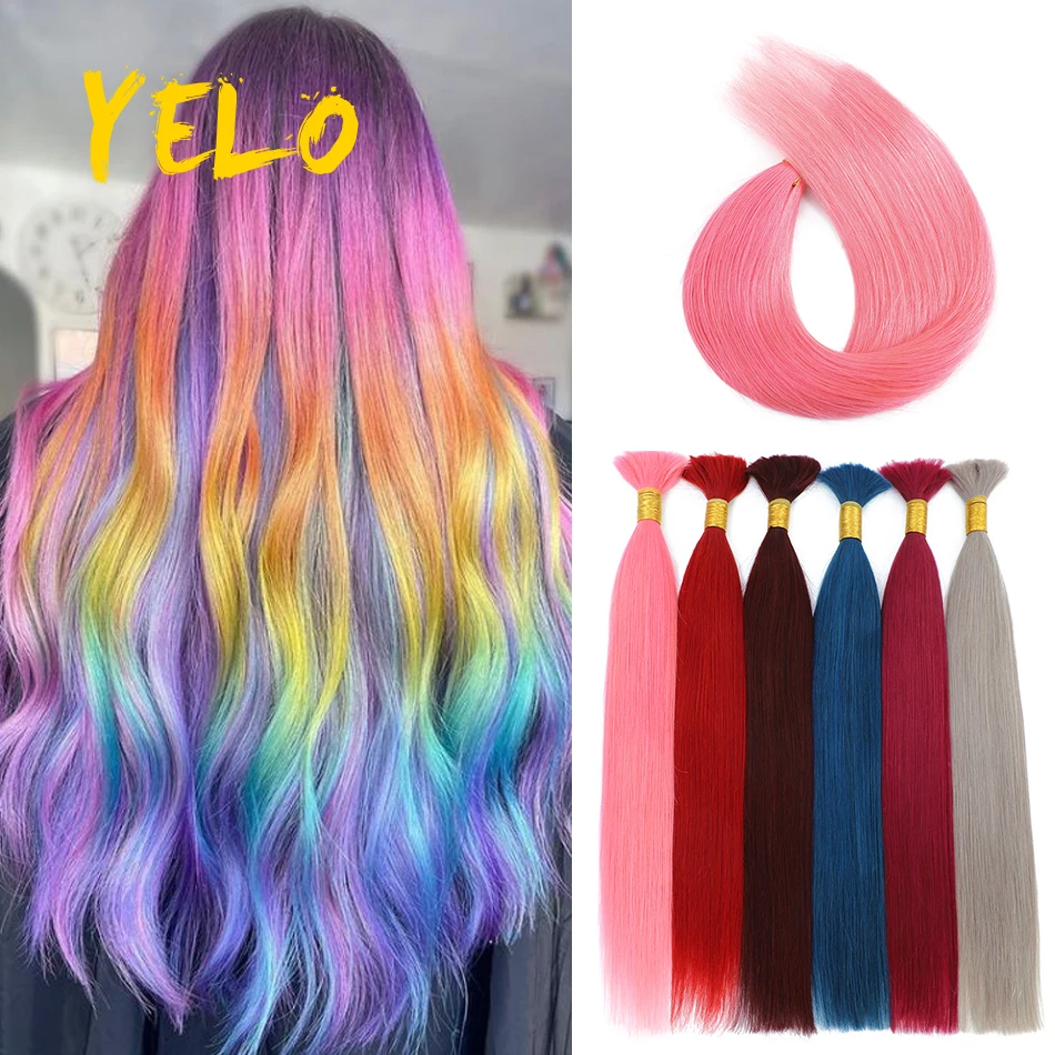 Straight Human Hair Bulk For Braiding Brazilian Human Hair Balayage Colorful No Weft 14-28 Inch Bulk Remy Extensions