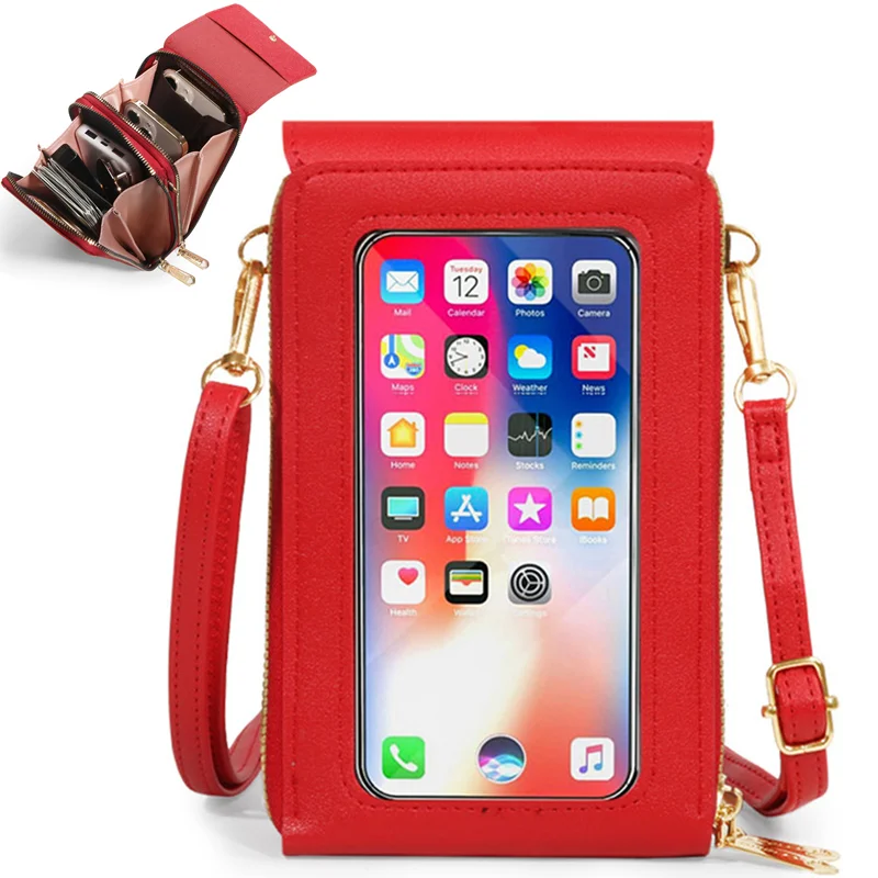 

Women New Fashion Touch Screen Shoulder Bag Large Capacity Multi-function Wallet Trend Solid Crossbody Phone Bags for Women 2023