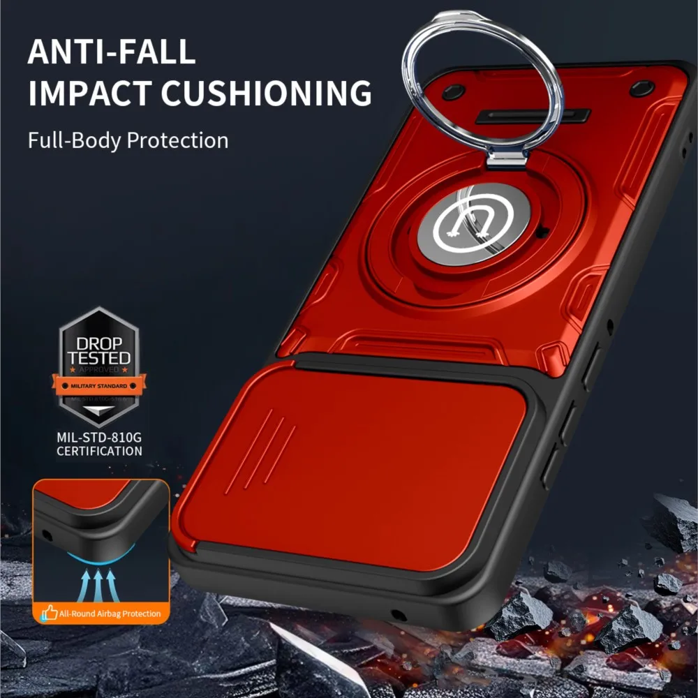 Magnetic Holder Armor Cover with Slide Camera Protection