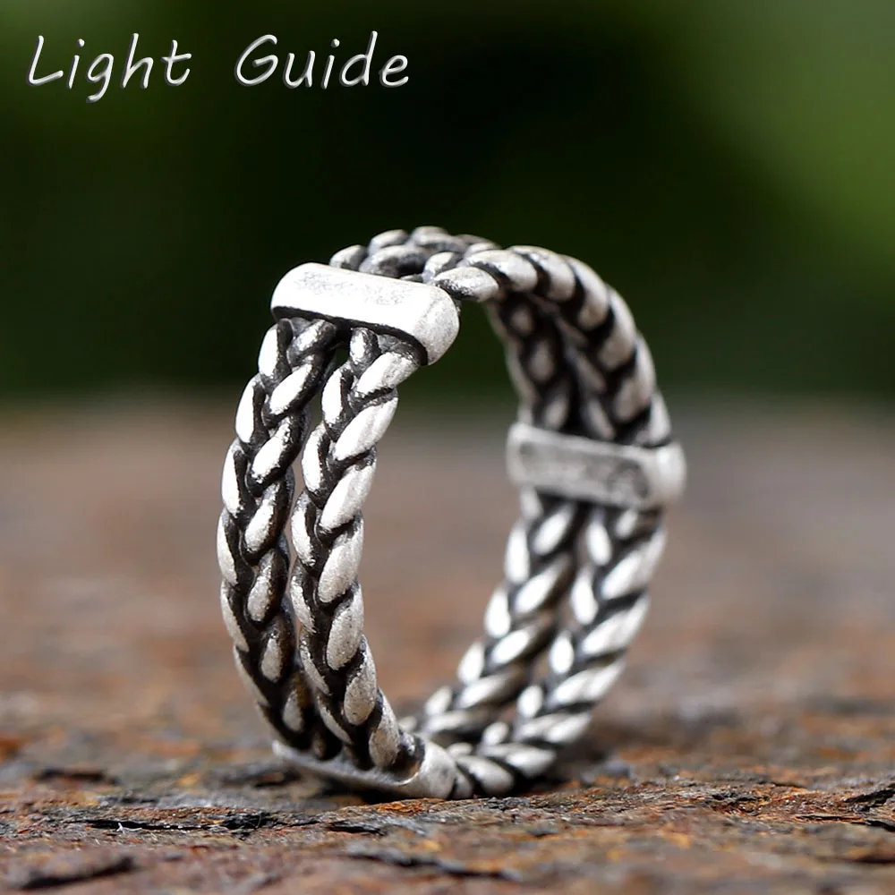 NEW Vintage Weave Viking Symbols Stainless Steel Mens Women Rings Simple for Girl Boyfriend Jewelry Creativity