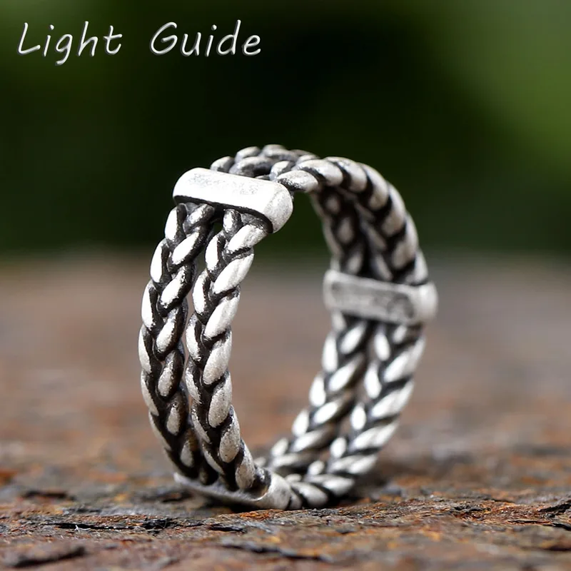 NEW Vintage Weave Viking Symbols Stainless Steel Mens Women Rings Simple for Girl Boyfriend Jewelry Creativity