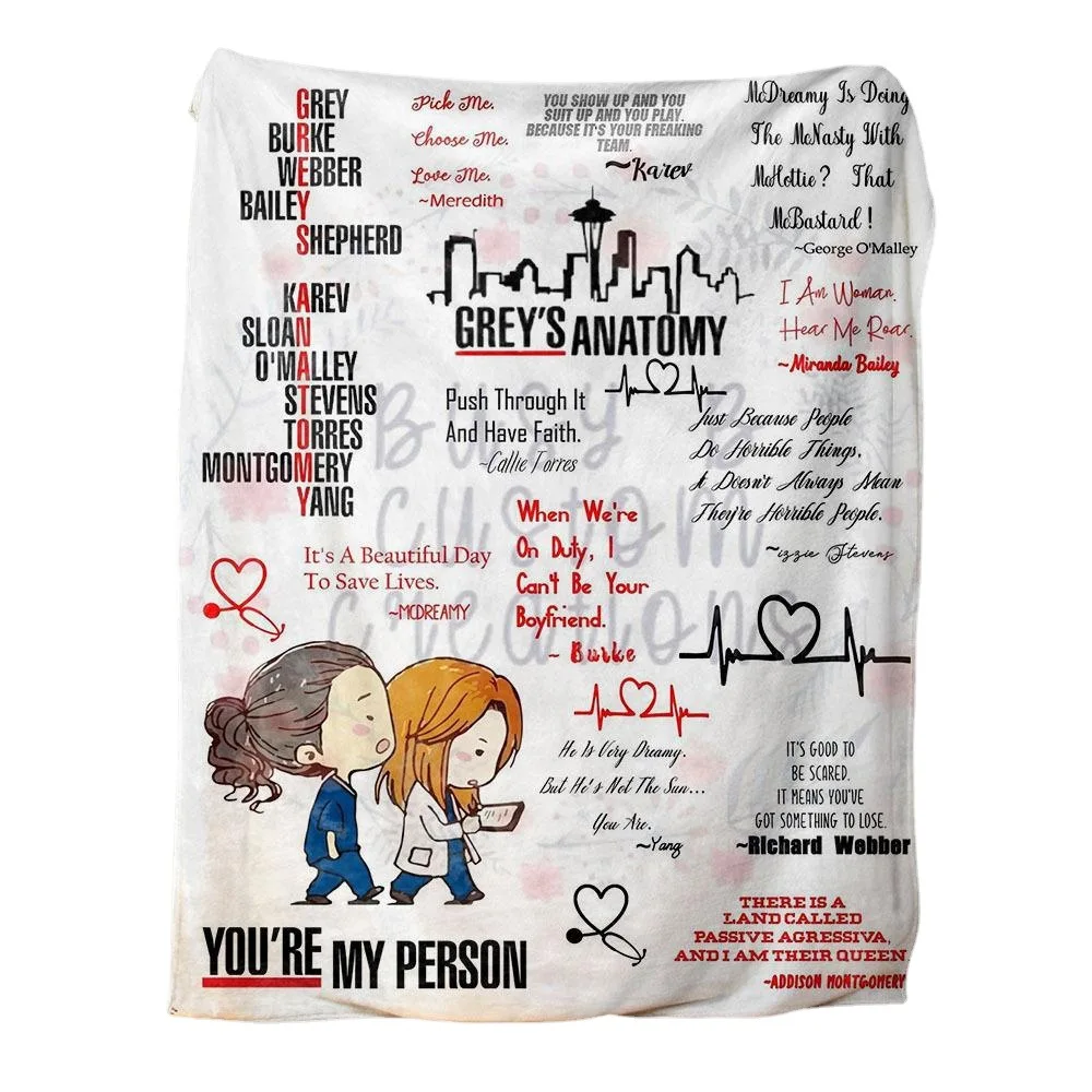 Lazy Person Blanket Grey‘s Anatomy You're My Person Flannel Blanket Romantic Couple Cover Gift For Couch or Sofa Cross-border 2