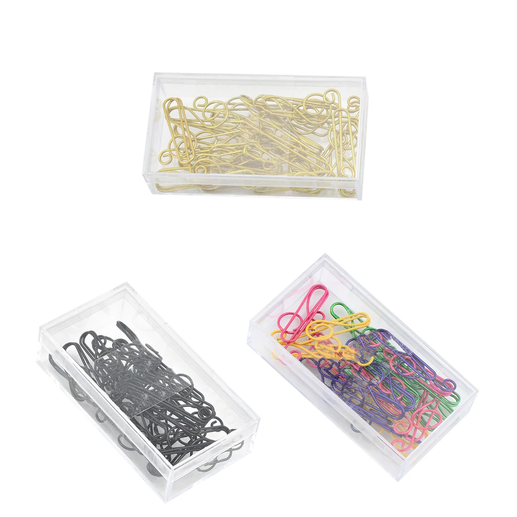 

20pcs Metal Paper Clips with Box Music Notes-shaped Bookmark Photo Wall Decorations Class Reward Christmas Gift Supplies