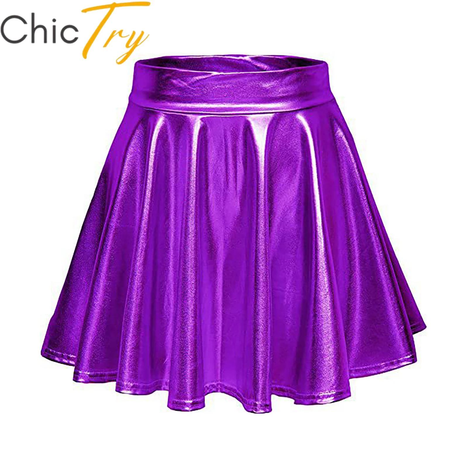 Falda plisada a la para mujer, traje de baile con volantes metálicos, faldas informales sólido para fiesta de baile y discoteca| | - AliExpress