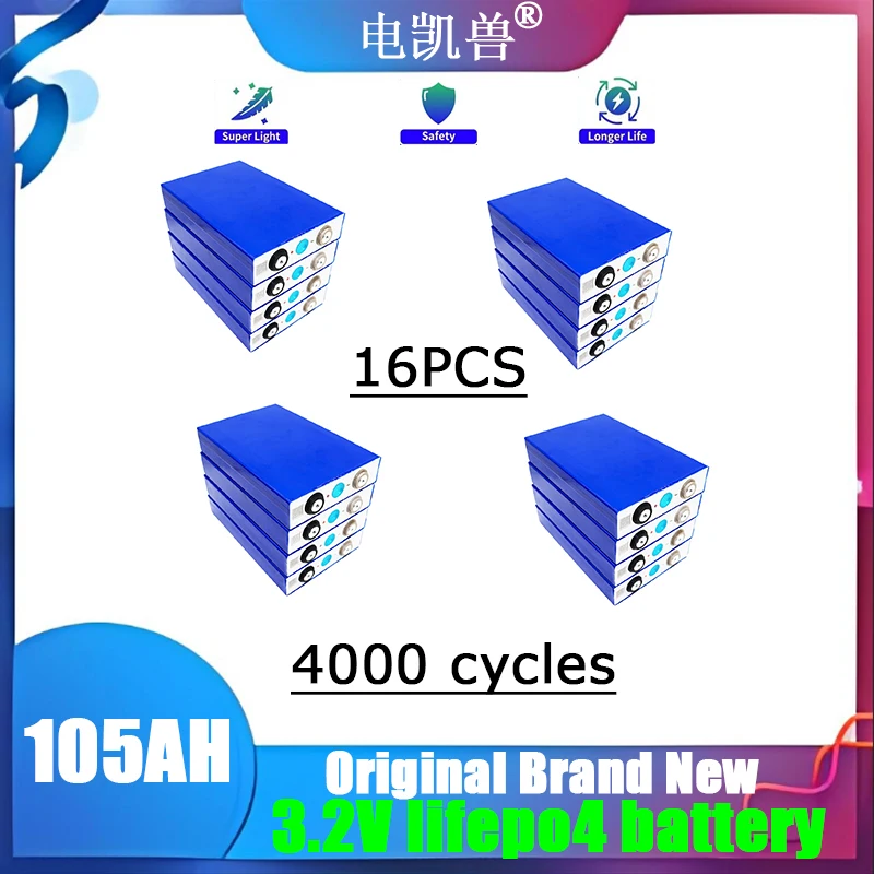 

16pcs 3.2V 105ah Lifepo4 Battery 280K 202ah 280ah 310ah Lithium iron phosphate Cell Pack Rechargeable golf cart For RV Camper