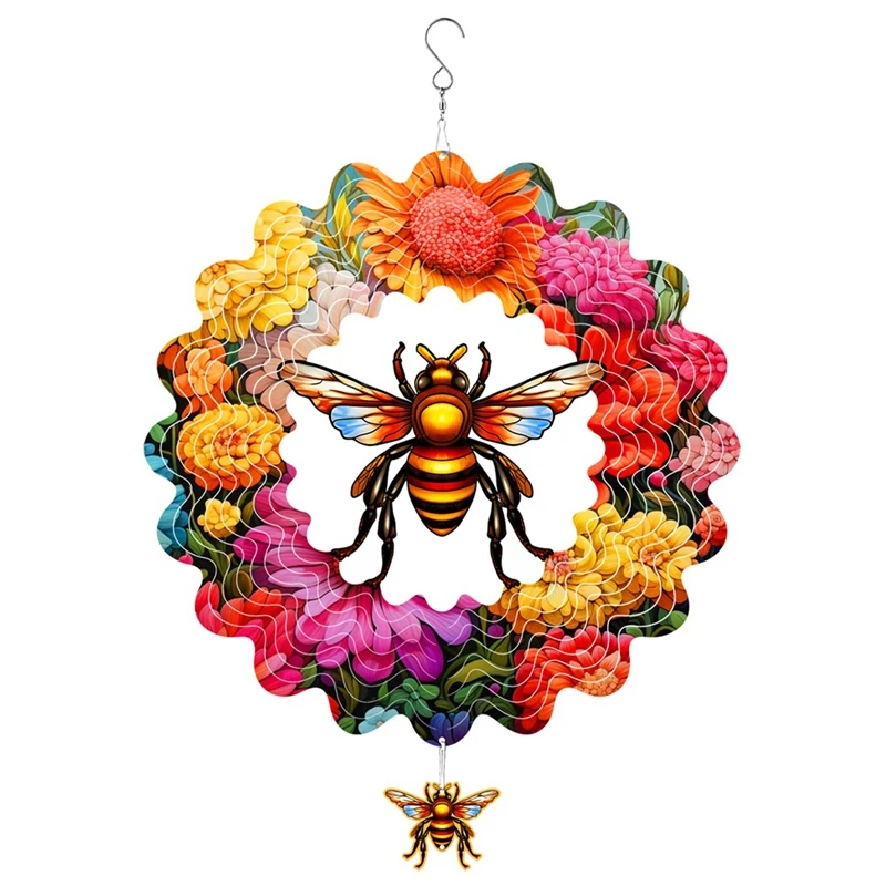 Flowering Bee Wind Chimes Wind Spinner Outdoor Hanging Wind Spinners For Outdoor Indoor Decoration