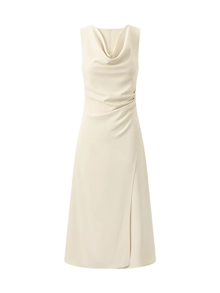 Swinging Collar Sleeveless Dress French Style A-Line Maxi Dress Slim Fit  Waist Elegant Long Dress for Petite Women Summer Outfit