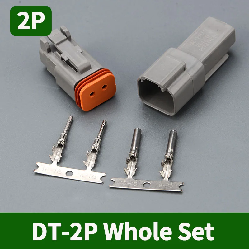 2 Pin Way Deutsch DT04-2P DT06-2S Waterproof Electrical Wire Connector 16-22 AWG DT Series Connector Male Female 5/10/100 Sets electrical wire connector