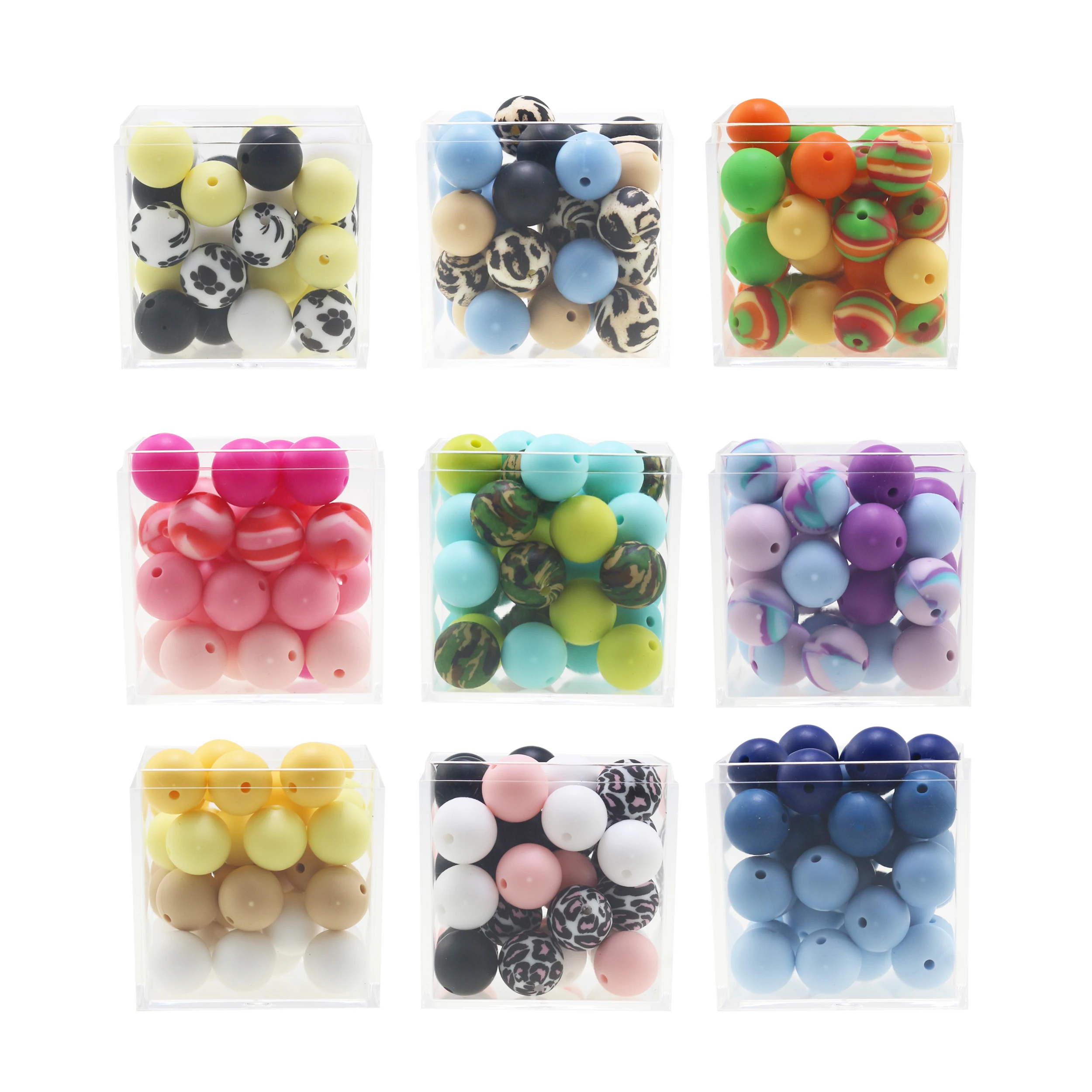 lava beads 100pcs/Lot 10mm/12mm/15mm/20mm Silicone Round Beads Food Grade Teether Beads Baby Chewable Teething Beads For Diy Necklace beads for bracelets