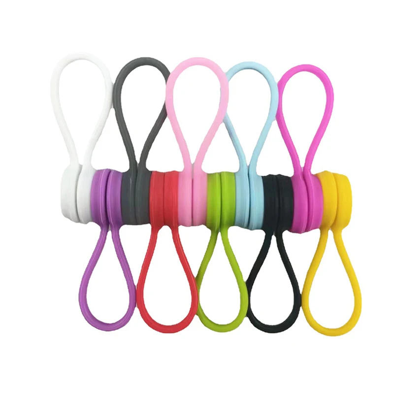 

Color Magnetic Silicone Earphone Cord Winder Cable Holder Clips Multifunction Home Office Headphones USB Cable Wire Organizer
