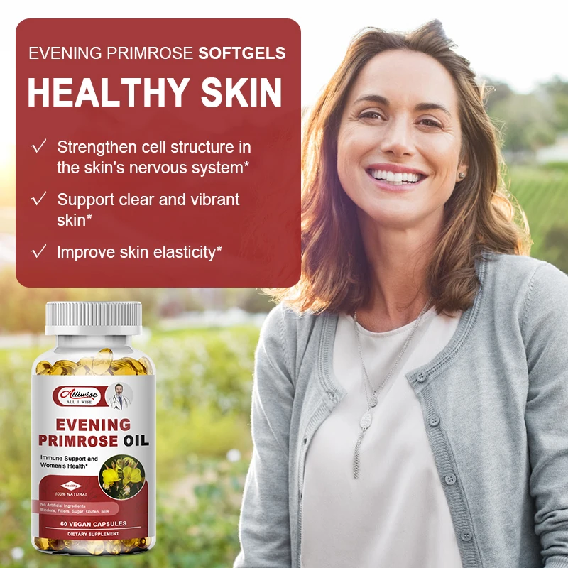 Evening Primrose Oil Capsules Natural Essential Fatty Acids Antioxidant Rich Moisturizes Rejuvenates Renews Restores Skin Hair